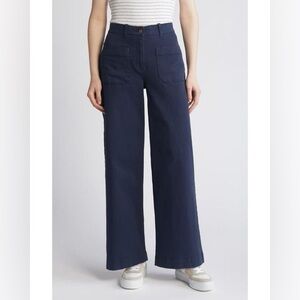 Caslon Navy High Waist Wide-Leg Pants Size 14‎ EUC